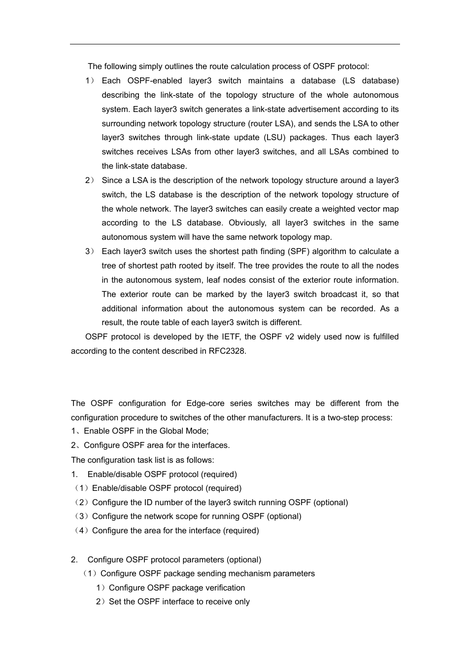 2 ospf configuration task list | Accton Technology ES4626 User Manual | Page 440 / 853