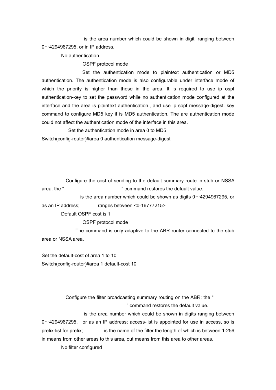 2 area default cost, 3 area filter-list | Accton Technology ES4626 User Manual | Page 445 / 853