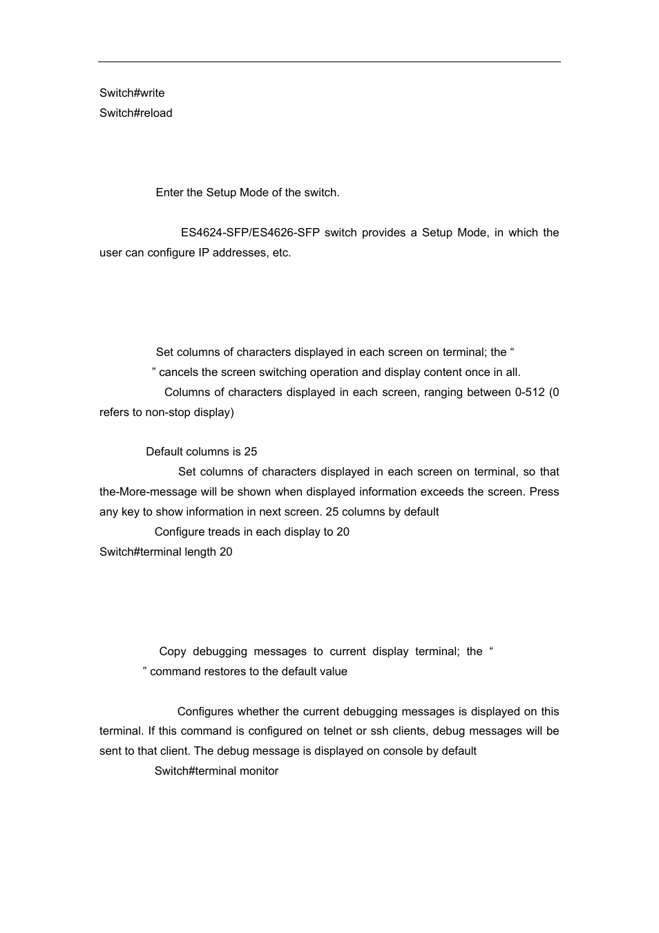 25 setup, 26 terminal length, 27 terminal monitor | 28 traceroute | Accton Technology ES4626 User Manual | Page 45 / 853