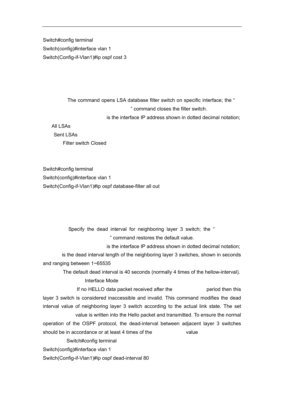 19 ip ospf database-filter, 20 ip ospf dead-interval | Accton Technology ES4626 User Manual | Page 454 / 853