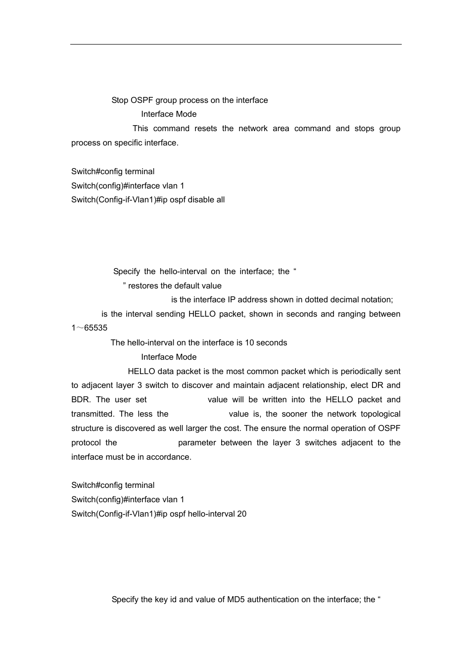21 ip ospf disable all, 22 ip ospf hello-interval, 23 ip ospf message-digest-key | Accton Technology ES4626 User Manual | Page 455 / 853