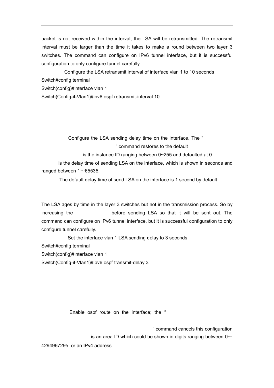 13 ipv6 ospf transmit-delay, 14 ipv6 router ospf | Accton Technology ES4626 User Manual | Page 497 / 853
