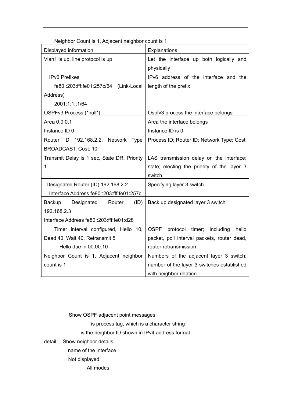 10 show ipv6 ospf neighbor | Accton Technology ES4626 User Manual | Page 508 / 853