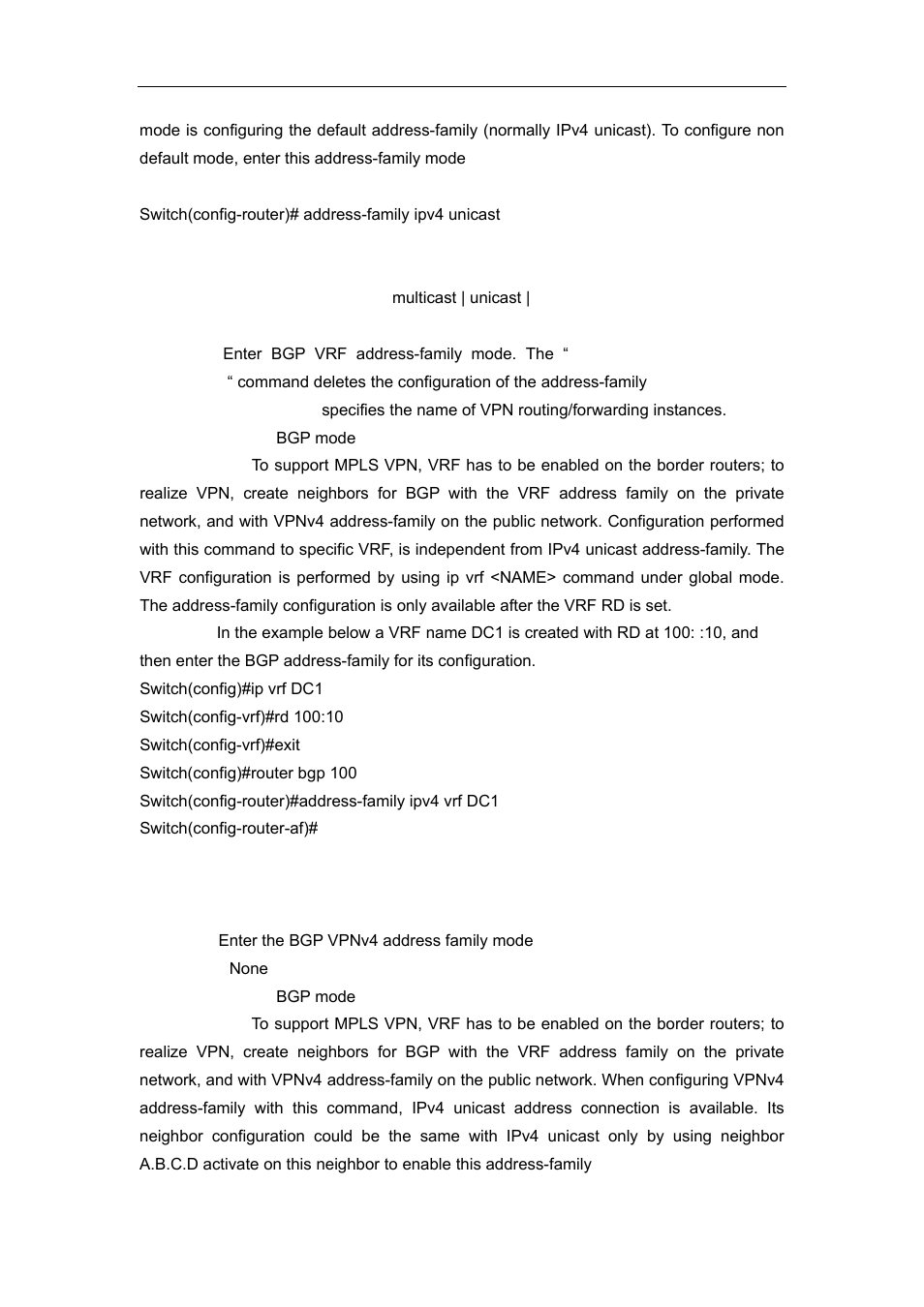 2 address-family ipv4, 3 address-family vpnv4 | Accton Technology ES4626 User Manual | Page 527 / 853