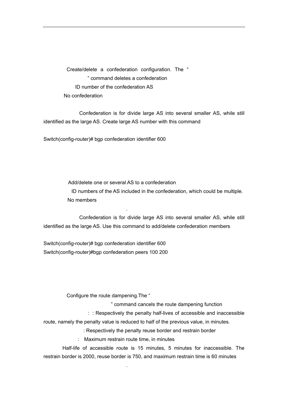 13 bgp confederation identifier, 14 bgp confederation peers, 15 bgp dampening | Accton Technology ES4626 User Manual | Page 532 / 853