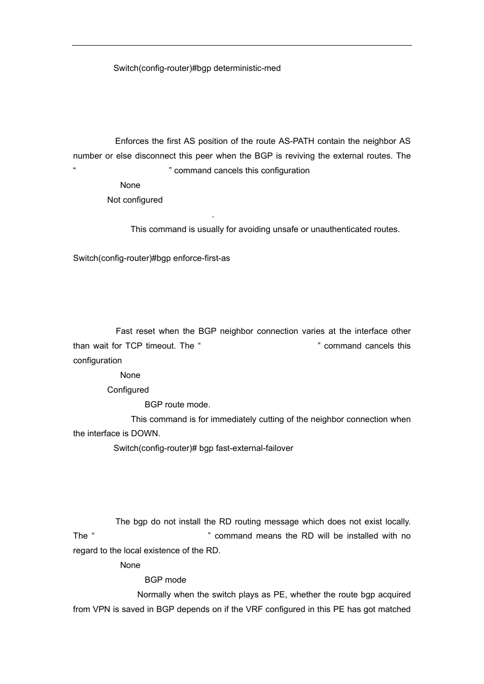 18 bgp enforce-first-as, 19 bgp fast-external-failover, 20 bgp inbound-route-filter | Accton Technology ES4626 User Manual | Page 534 / 853