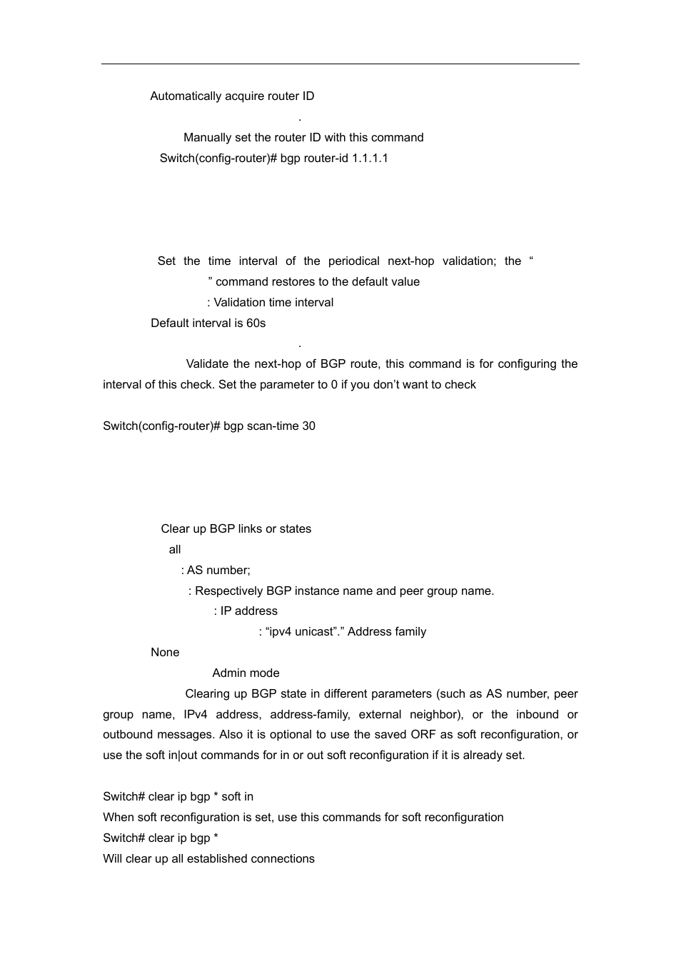 27 bgp scan-time, 28 clear ip bgp | Accton Technology ES4626 User Manual | Page 537 / 853
