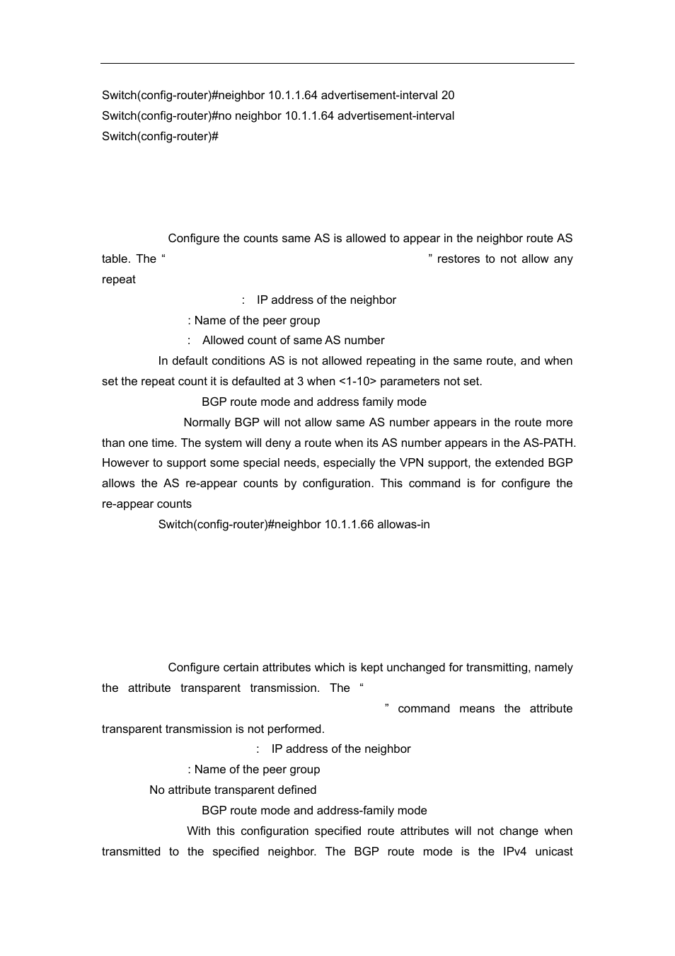 43 neighbor allowas-in, 44 neighbor attribute-unchanged | Accton Technology ES4626 User Manual | Page 544 / 853