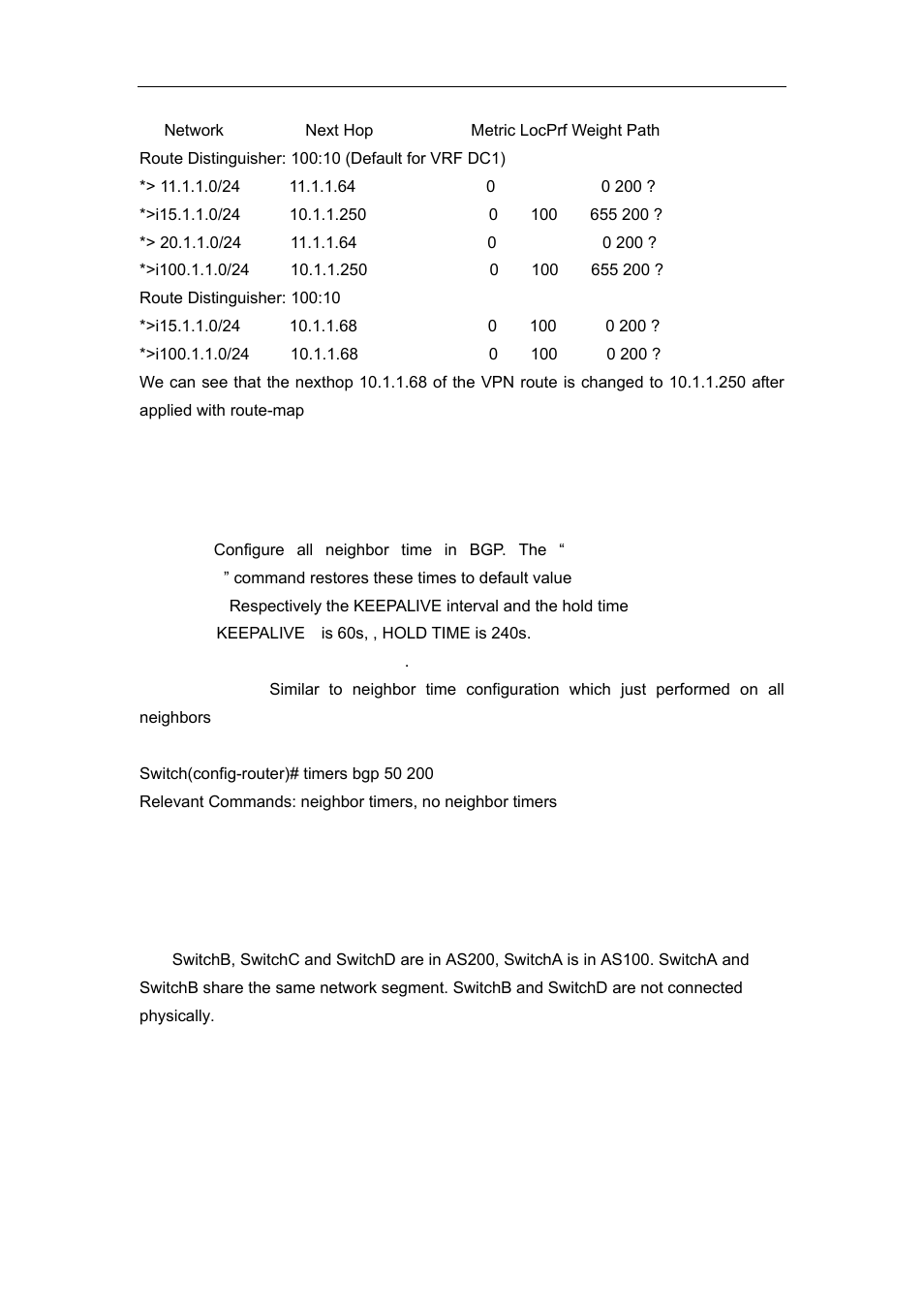 87 timers bgp, 4 configuration examples of bgp, 1 examples 1: configure bgp neighbor | Accton Technology ES4626 User Manual | Page 567 / 853