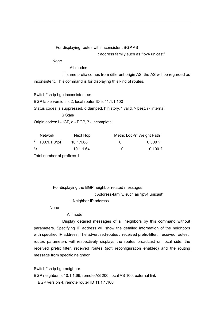 8 show ip bgp inconsistent-as, 9 show ip bgp neighbors | Accton Technology ES4626 User Manual | Page 586 / 853