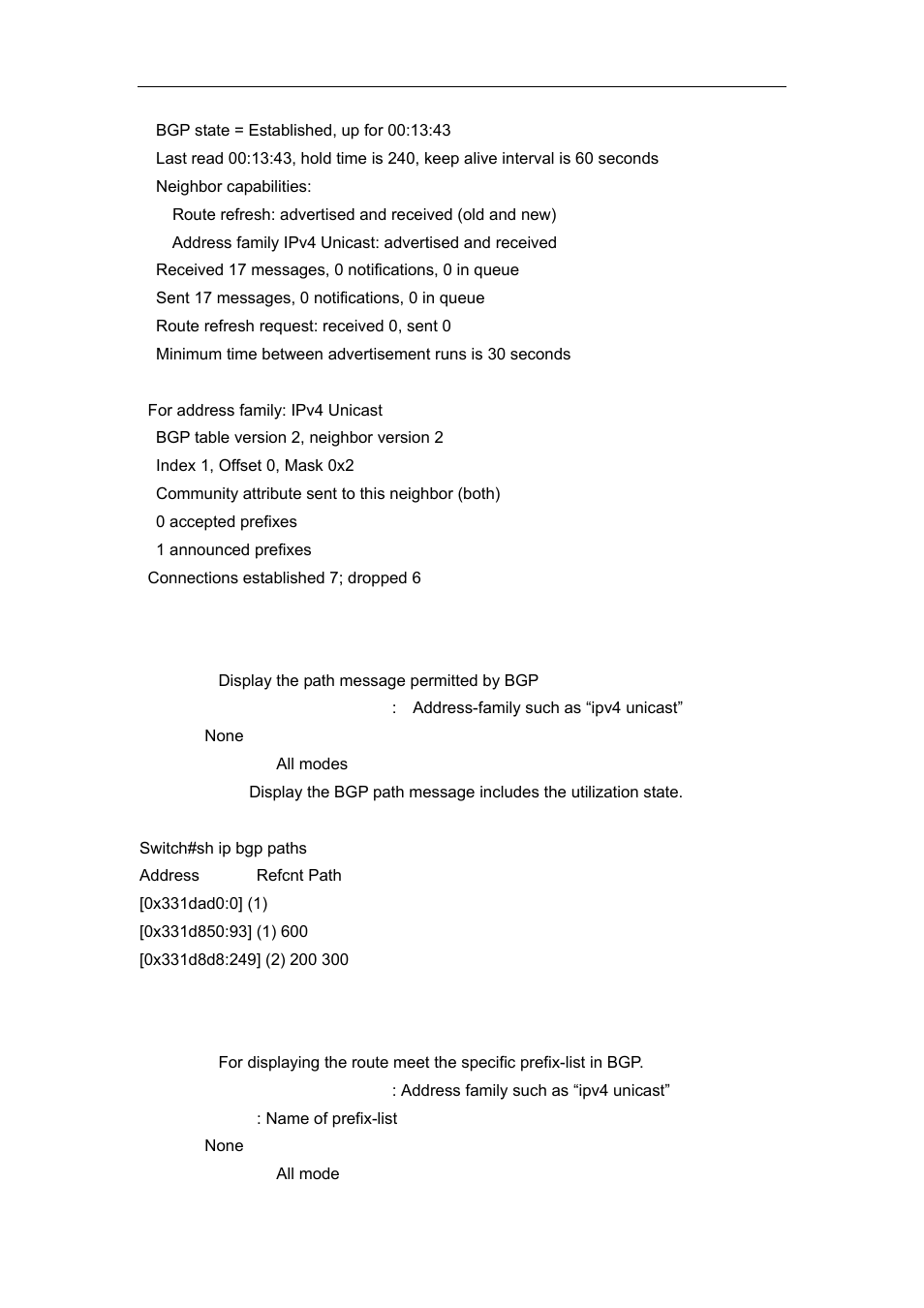 10 show ip bgp paths, 11 show ip bgp prefix-list | Accton Technology ES4626 User Manual | Page 587 / 853