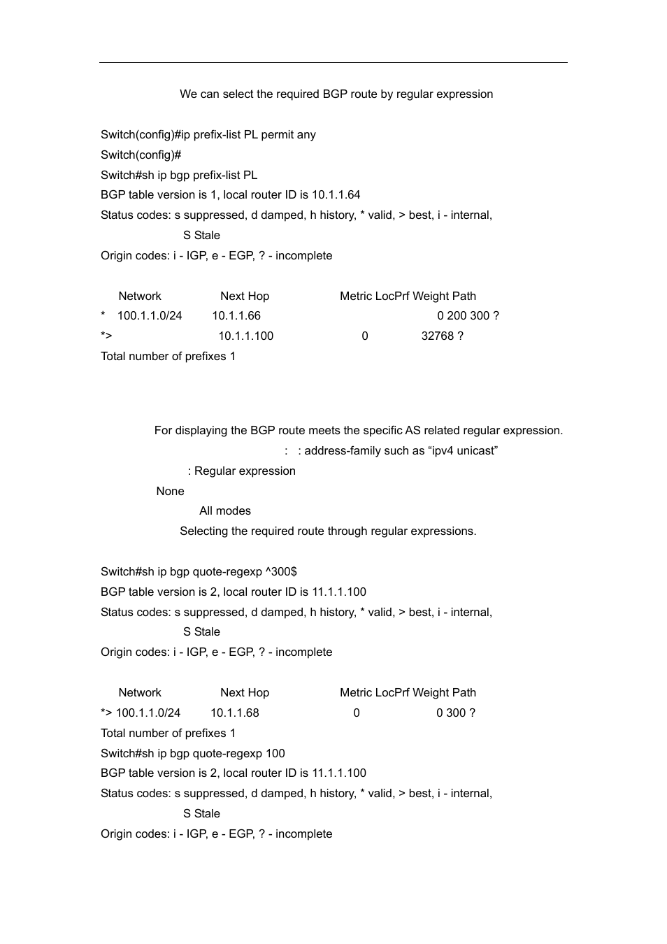 12 show ip bgp quote-regexp | Accton Technology ES4626 User Manual | Page 588 / 853