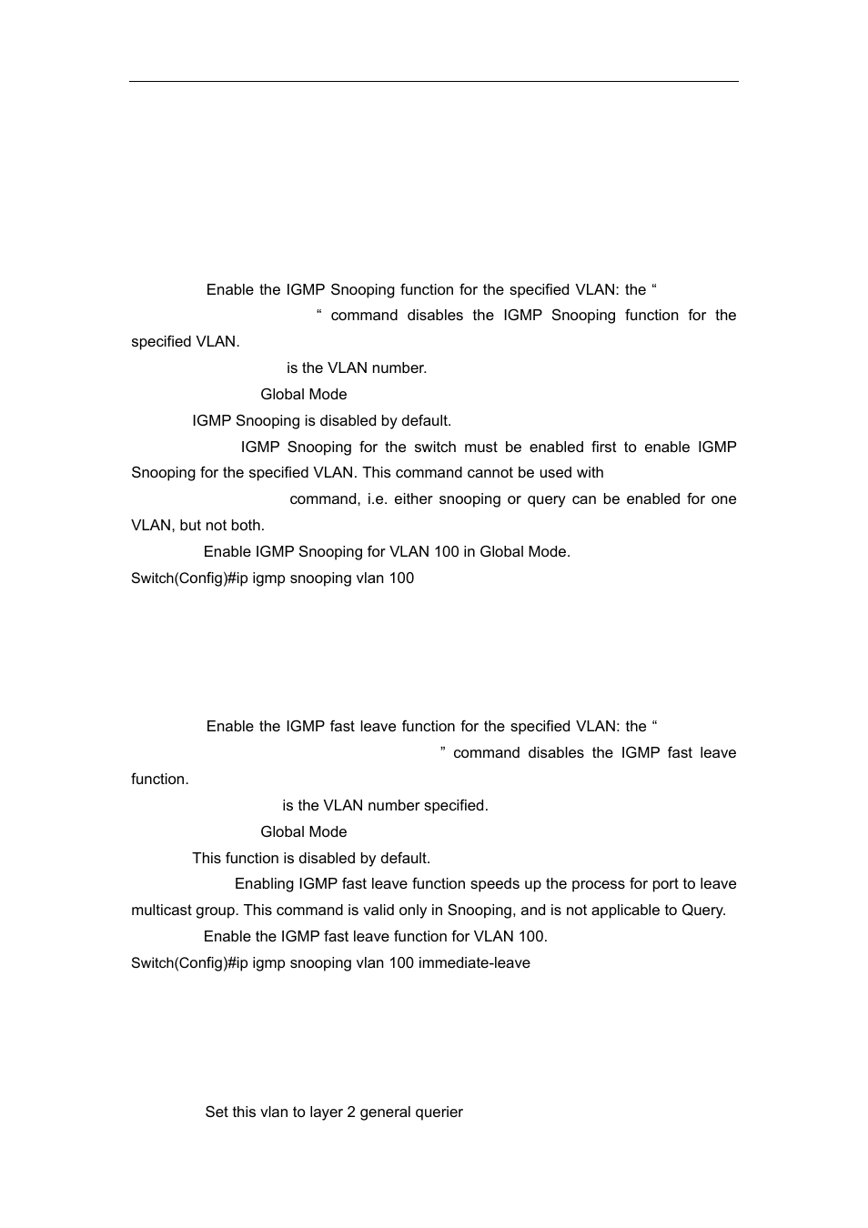 3 commands for igmp snooping, 1 ip igmp snooping vlan, 2 ip igmp snooping vlan immediate-leave | 3 ip igmp snooping vlan l2-general-querier, Ommands for, Igmp, Nooping | Accton Technology ES4626 User Manual | Page 597 / 853