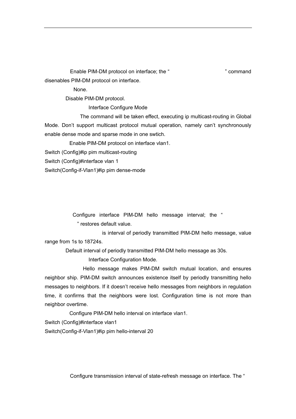 1 ip pim dense-mode, 2 ip pim hello-interval, 3 ip pim state-refresh origination-interval | Accton Technology ES4626 User Manual | Page 617 / 853