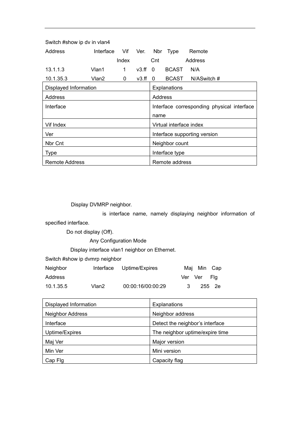4 show ip dvmrp neighbor | Accton Technology ES4626 User Manual | Page 655 / 853