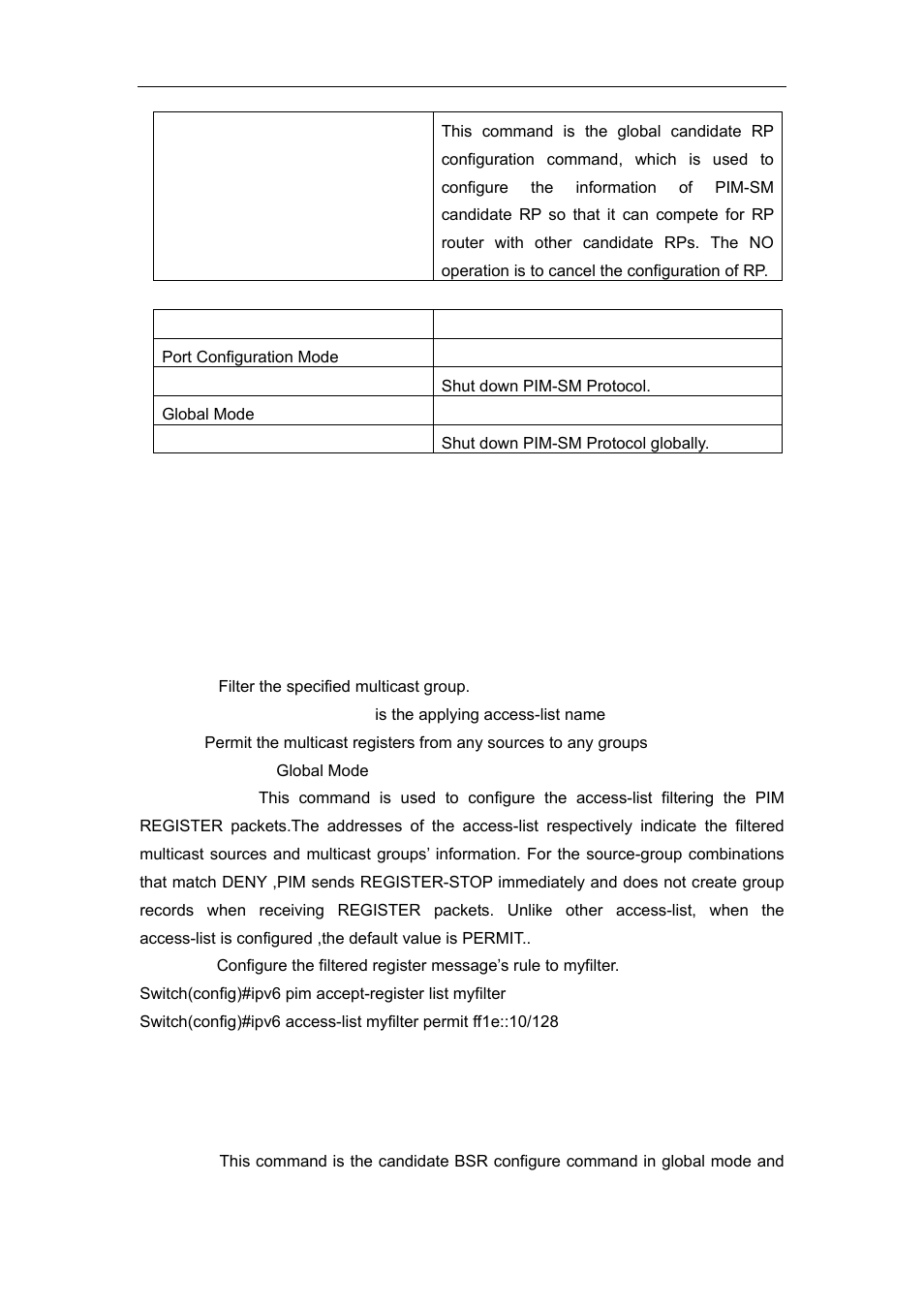 3 commands for pim-sm, 1 ipv6 pim accept-register, 2 ipv6 pim bsr-candidate | Accton Technology ES4626 User Manual | Page 697 / 853