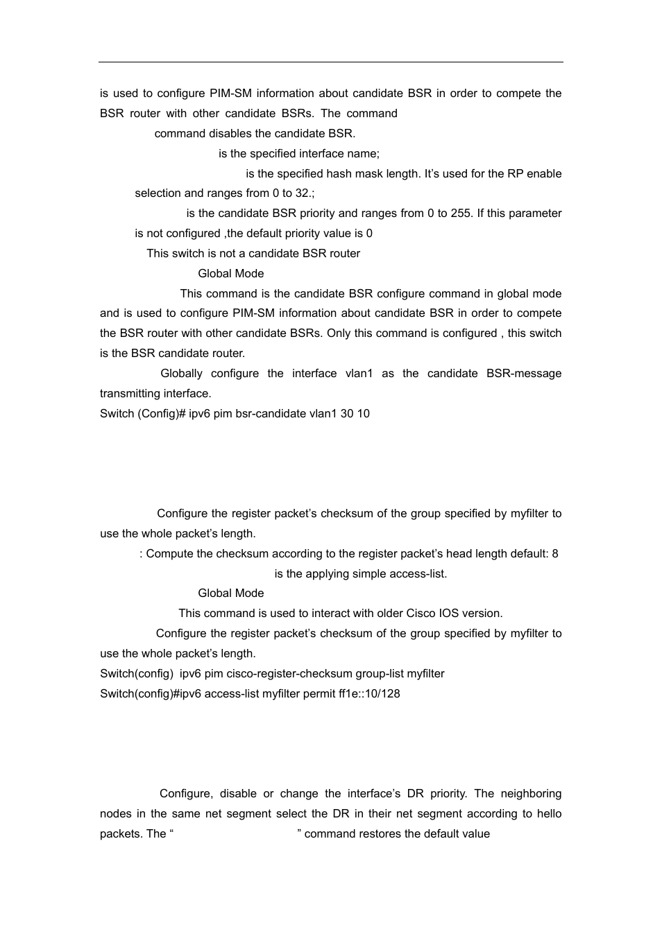 3 ipv6 pim cisco-register-checksum, 4 ipv6 pim dr-priority | Accton Technology ES4626 User Manual | Page 698 / 853