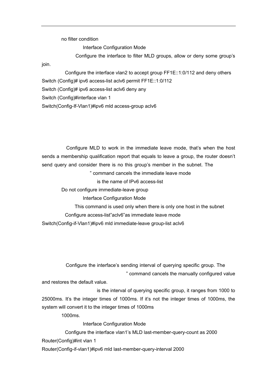2 ipv6 mld immediate-leave, 3 ipv6 mld last-member-query-interval | Accton Technology ES4626 User Manual | Page 719 / 853