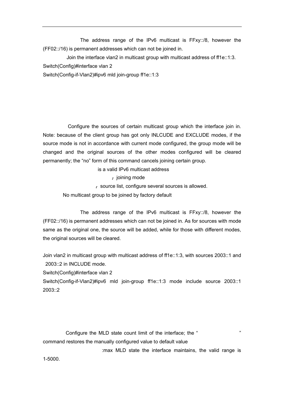 9 ipv6 mld join-group mode source, 10 ipv6 mld limit | Accton Technology ES4626 User Manual | Page 722 / 853