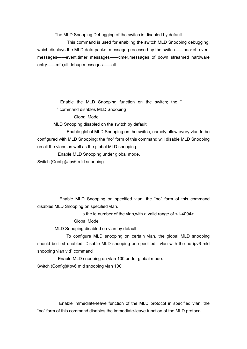 2 ipv6 mld snooping, 3 ipv6 mld snooping vlan, 4 ipv6 mld snooping vlan immediate-leave | Accton Technology ES4626 User Manual | Page 730 / 853