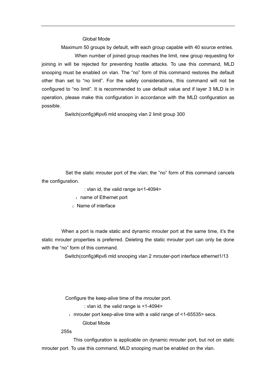 7 ipv6 mld snooping vlan mrouter-port interface, 8 ipv6 mld snooping vlan mrpt | Accton Technology ES4626 User Manual | Page 732 / 853