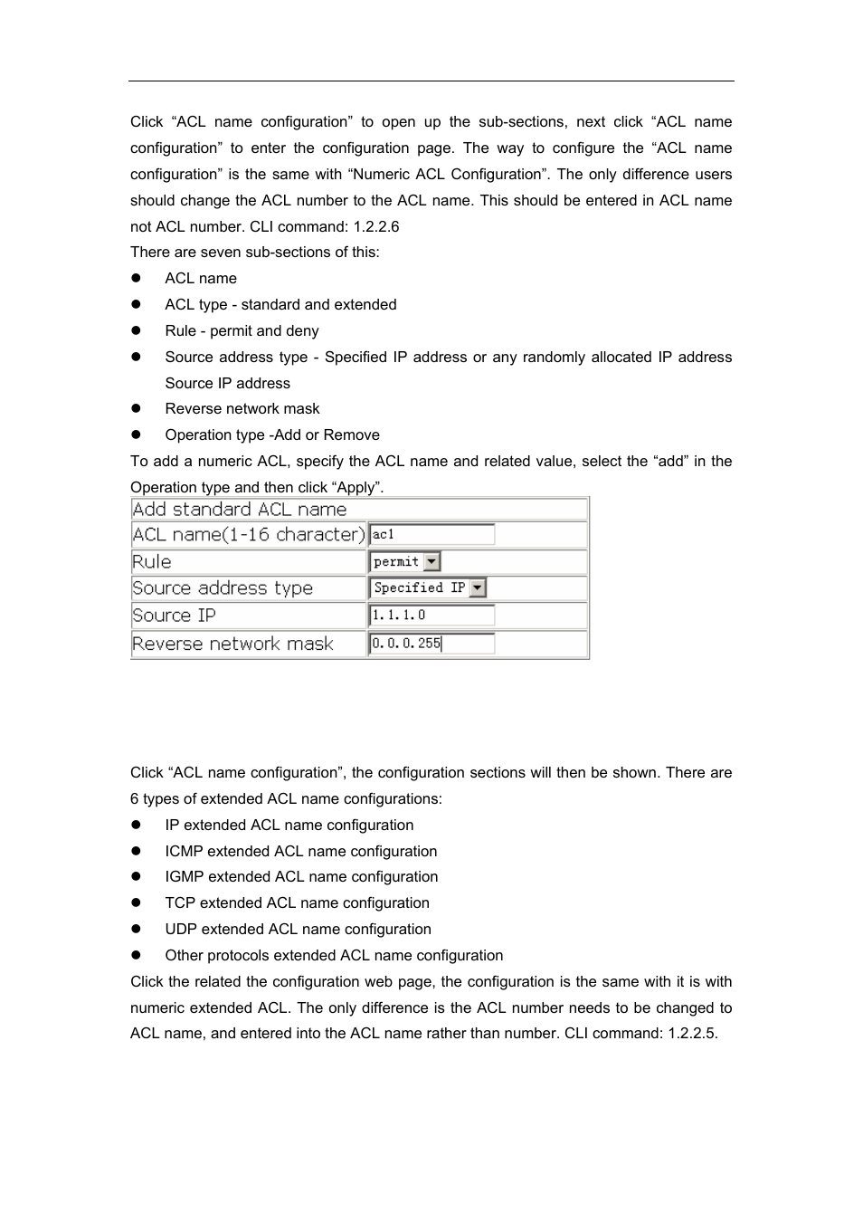 5 configure extended acl name configuration, 6 firewall configuration | Accton Technology ES4626 User Manual | Page 780 / 853