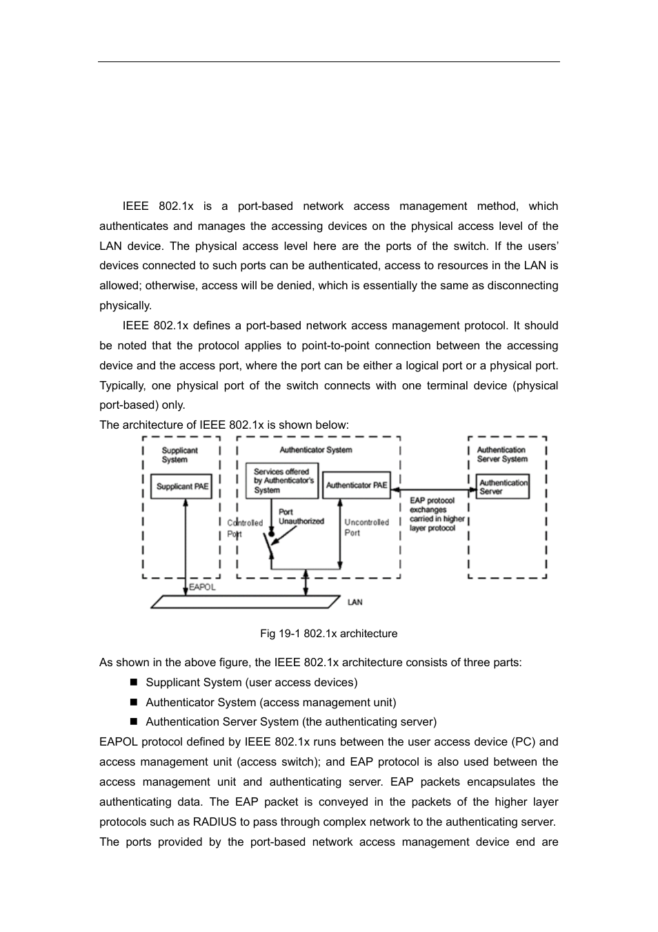 Chapter 19 802.1x configuration, 1 introduction to 802.1x, Ntroduction to | Accton Technology ES4626 User Manual | Page 782 / 853