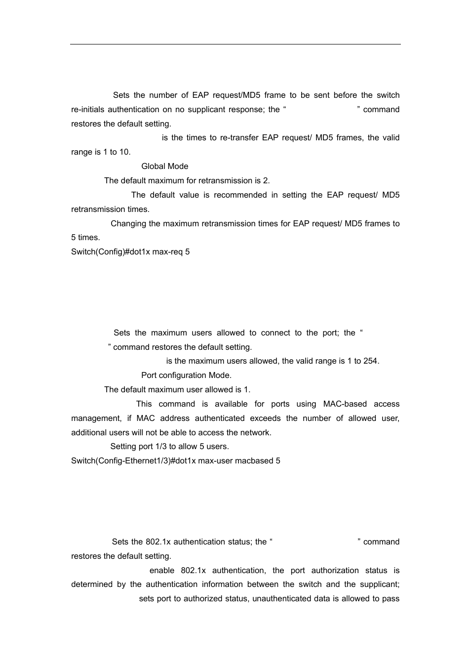 8 dot1x max-user, 9 dot1x port-control | Accton Technology ES4626 User Manual | Page 790 / 853