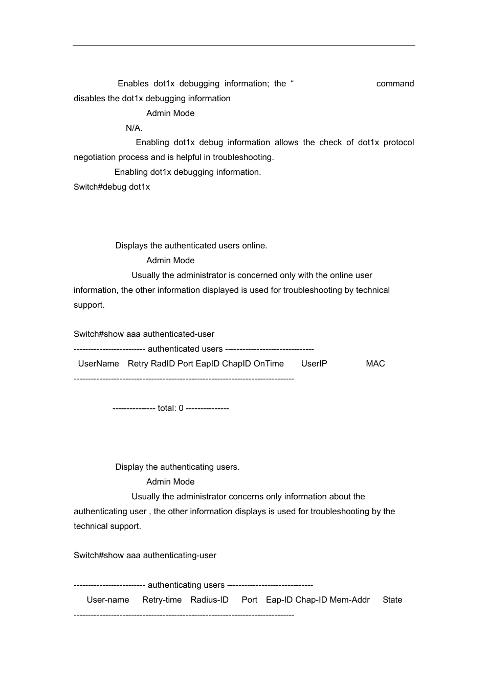 3 show aaa authenticated-user, 4 show aaa authenticating-user | Accton Technology ES4626 User Manual | Page 799 / 853