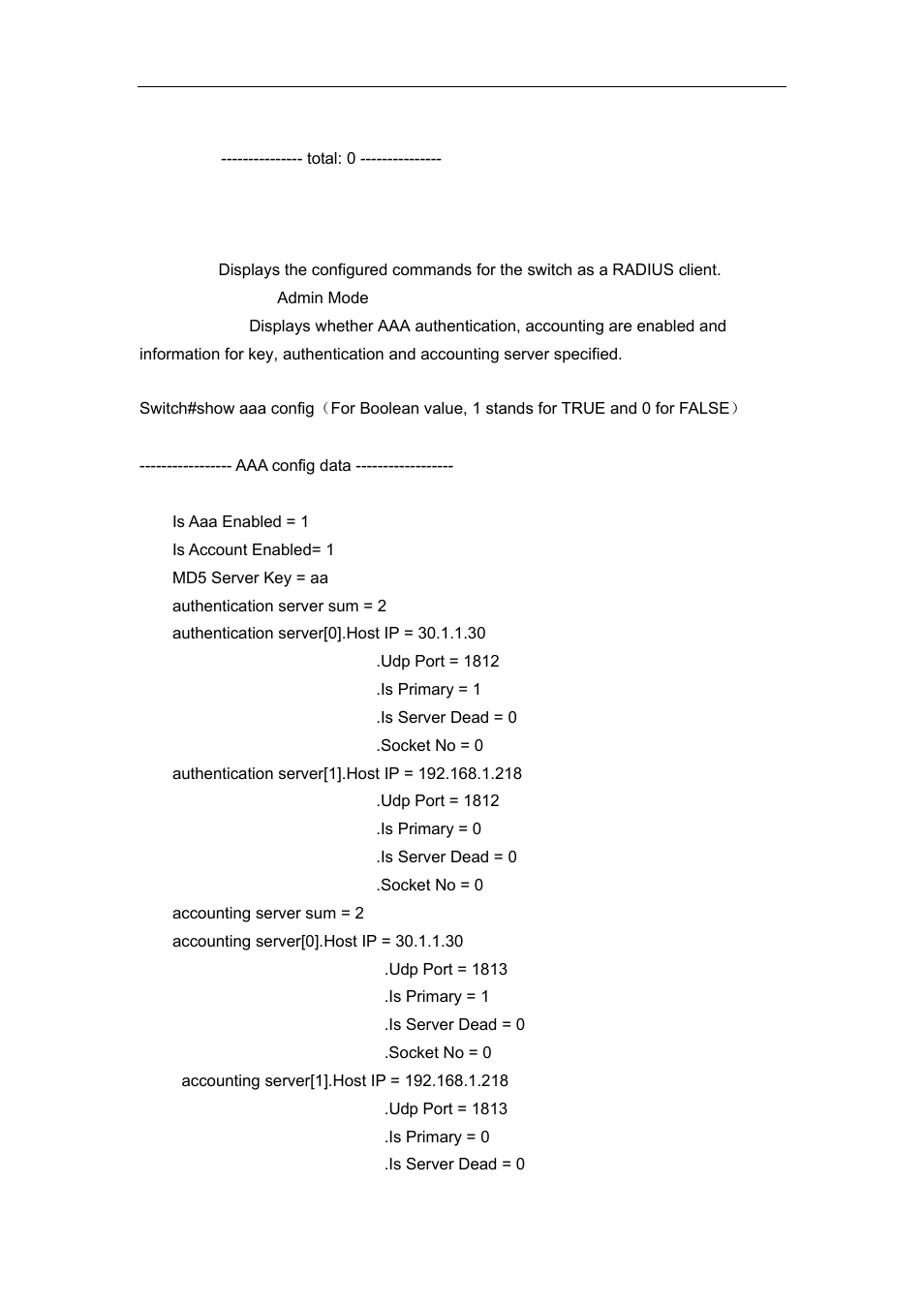 5 show aaa config | Accton Technology ES4626 User Manual | Page 800 / 853