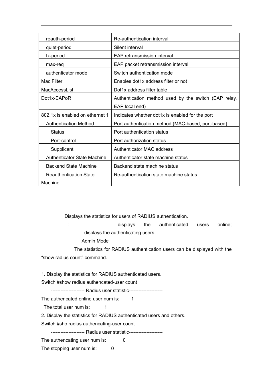 7 show radius count | Accton Technology ES4626 User Manual | Page 803 / 853