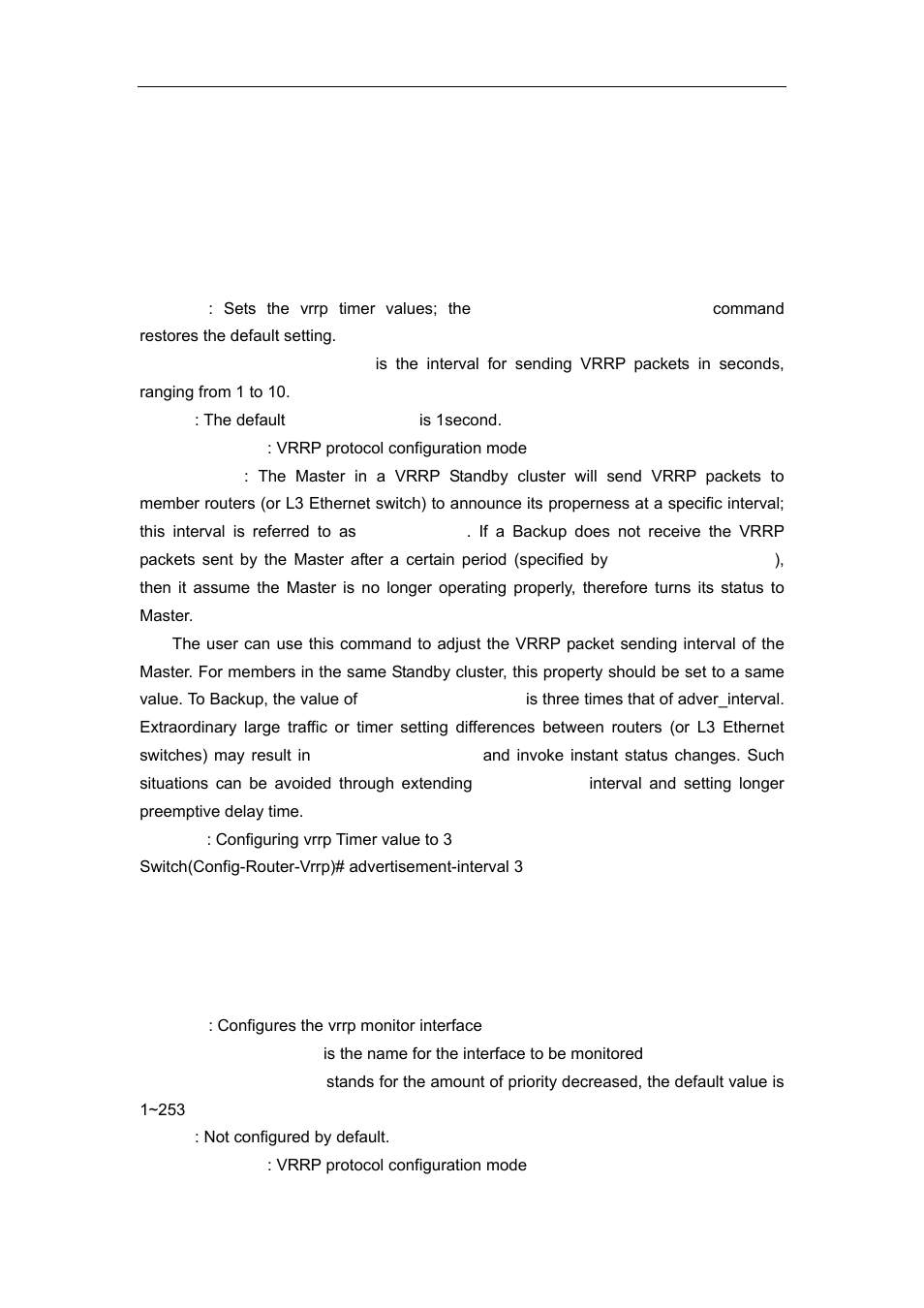 3 commands for vrrp, 1 advertisement-interval, 2 circuit-failover | Ommands for, Vrrp | Accton Technology ES4626 User Manual | Page 813 / 853