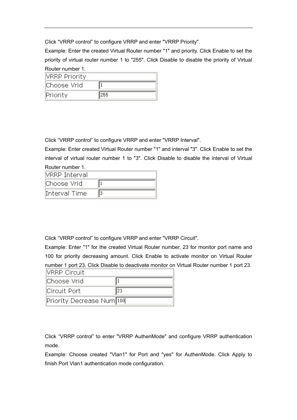 7 configure vrrp timer interval, 8 configure vrrp interface monitor, 9 configure authentication mode for vrrp | Accton Technology ES4626 User Manual | Page 821 / 853