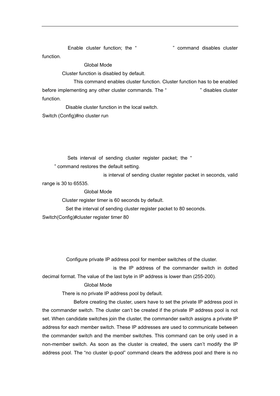 2 cluster register timer, 3 cluster ip-pool | Accton Technology ES4626 User Manual | Page 845 / 853