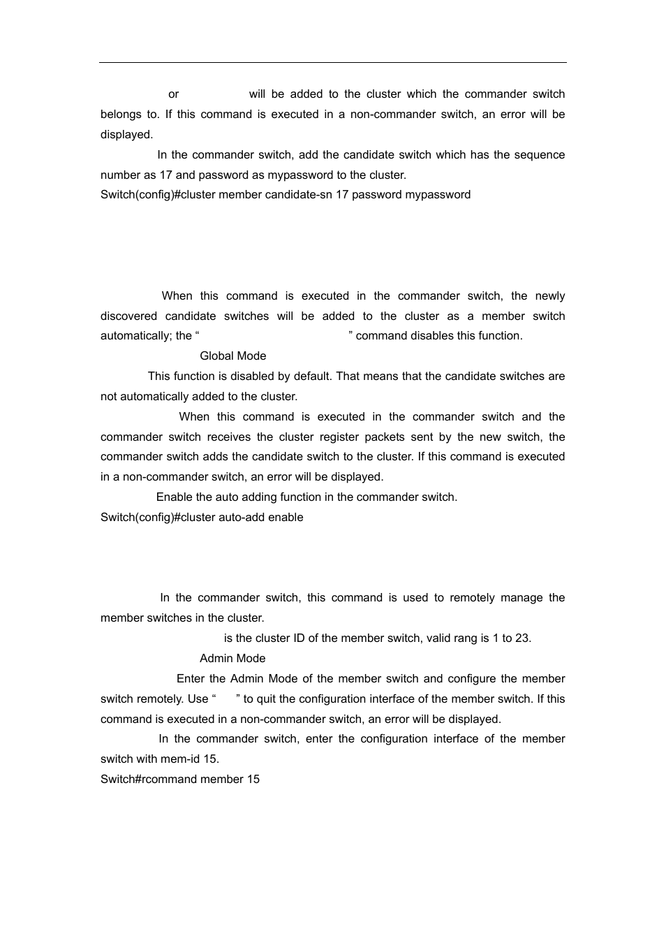 6 cluster auto-add enable, 7 rcommand member, 8 rcommand commander | Accton Technology ES4626 User Manual | Page 847 / 853