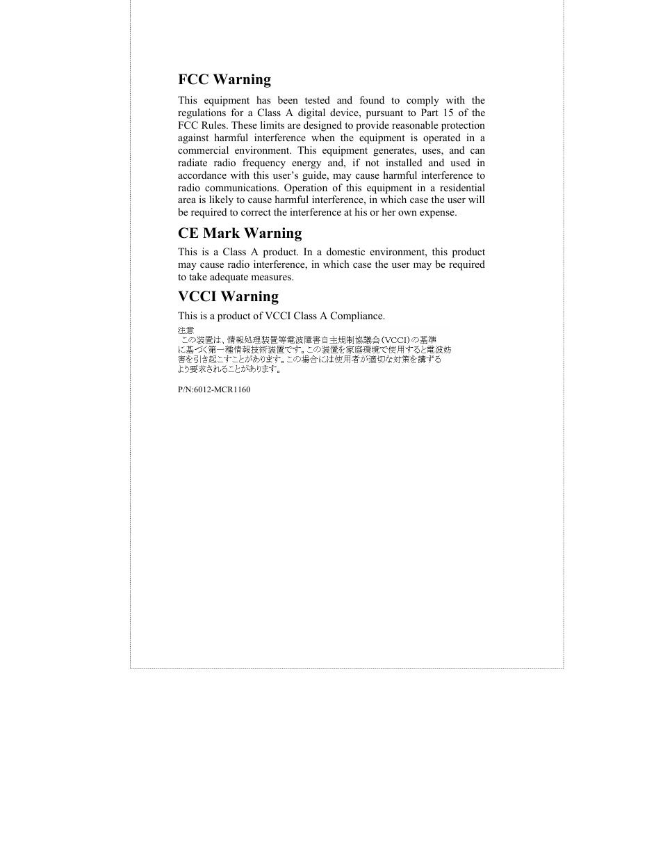 Fcc warning, Ce mark warning, Vcci warning | Amer Networks MR16 User Manual | Page 3 / 22