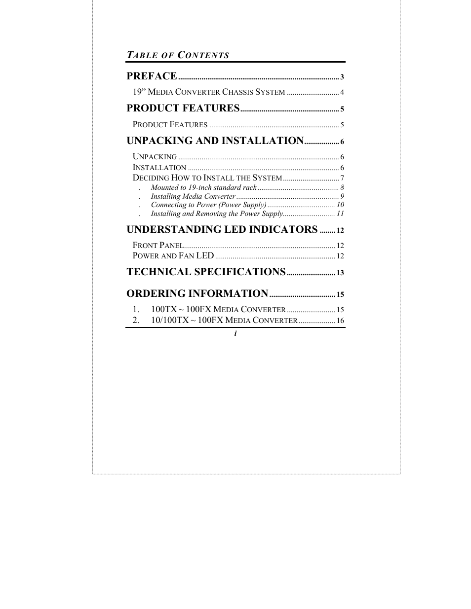 Preface, Product features, Unpacking and installation | Understanding led indicators, Technical specifications, Ordering information | Amer Networks MR16 User Manual | Page 5 / 22