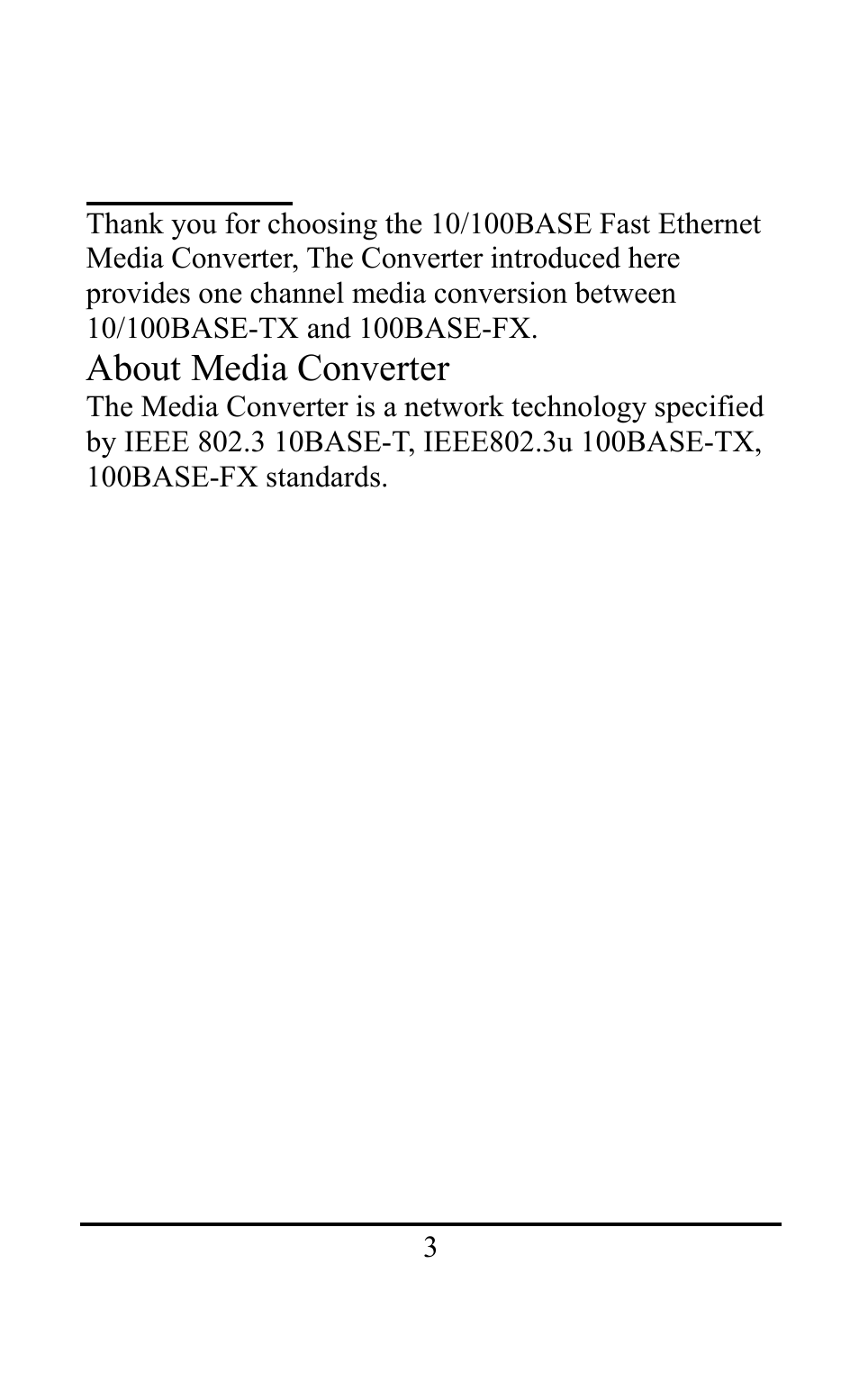 Introduction, About media converter | Amer Networks MR16MI User Manual | Page 3 / 10
