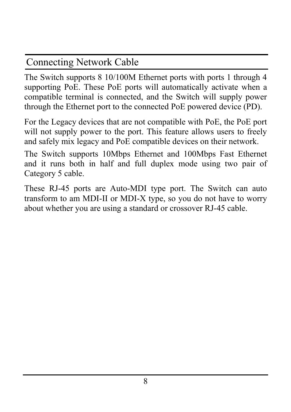 Connecting network cable | Amer Networks SD4P4 User Manual | Page 10 / 18