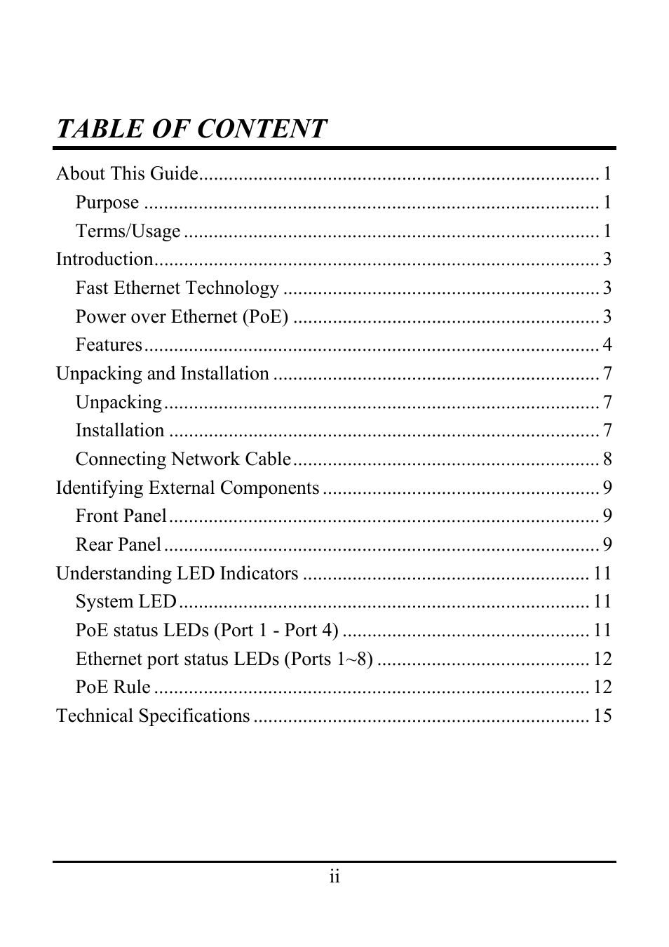 Table of content | Amer Networks SD4P4 User Manual | Page 4 / 18