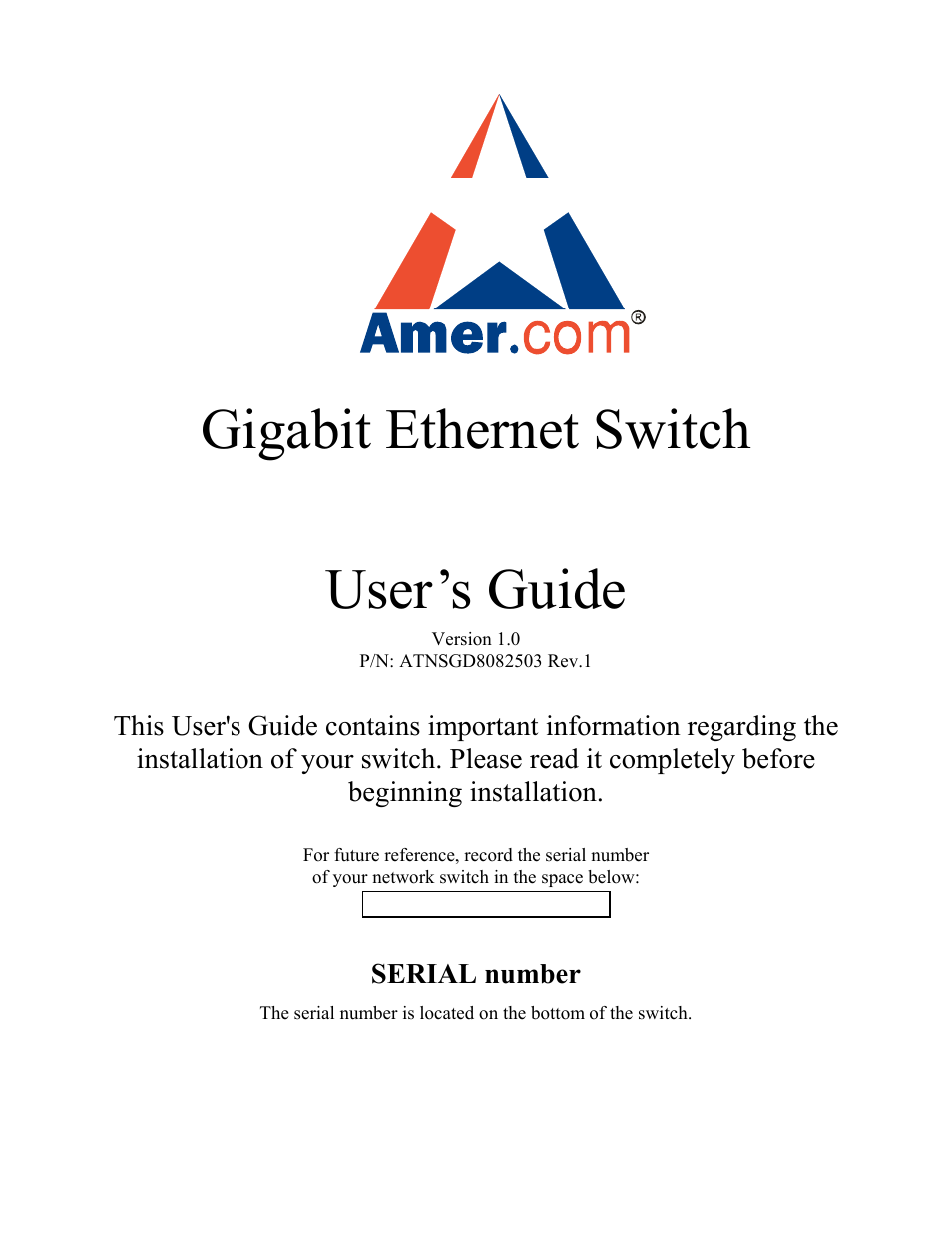 Amer Networks SGD8 User Manual | 18 pages