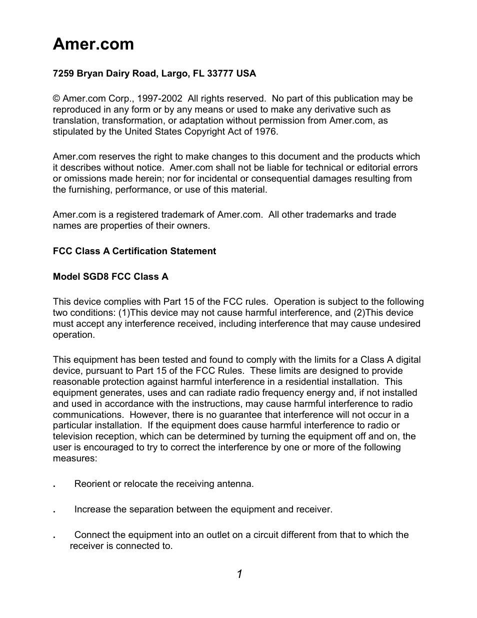 Amer Networks SGD8 User Manual | Page 3 / 18
