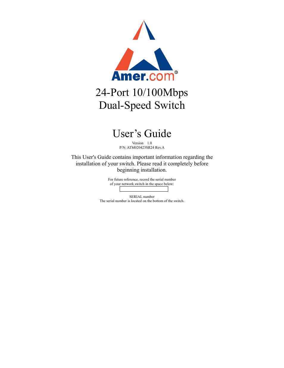 Amer Networks SR24 User Manual | 17 pages