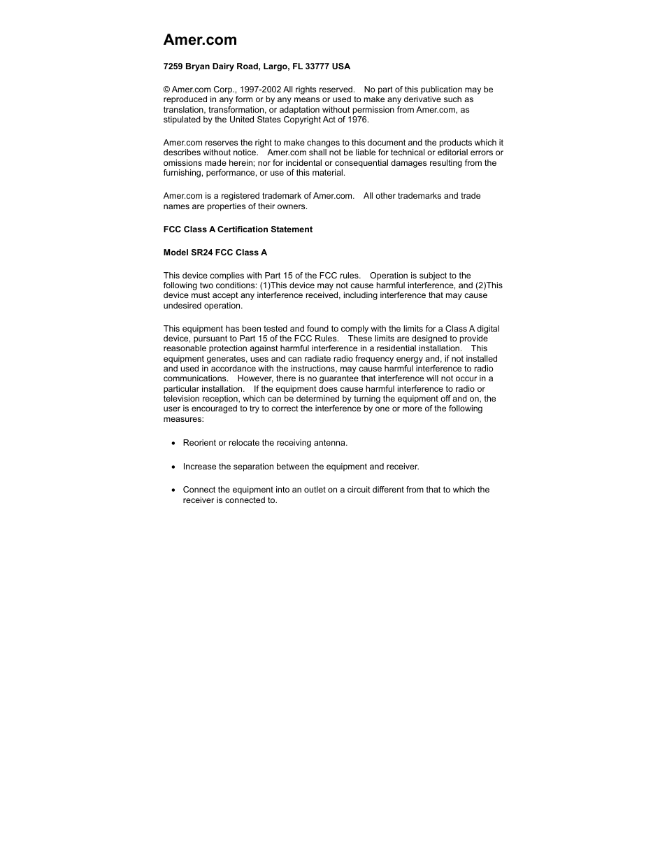 Amer Networks SR24 User Manual | Page 2 / 17