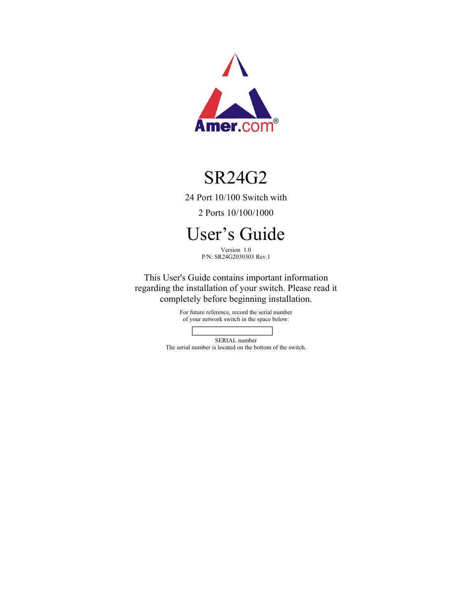 Amer Networks SR24G2 User Manual | 21 pages