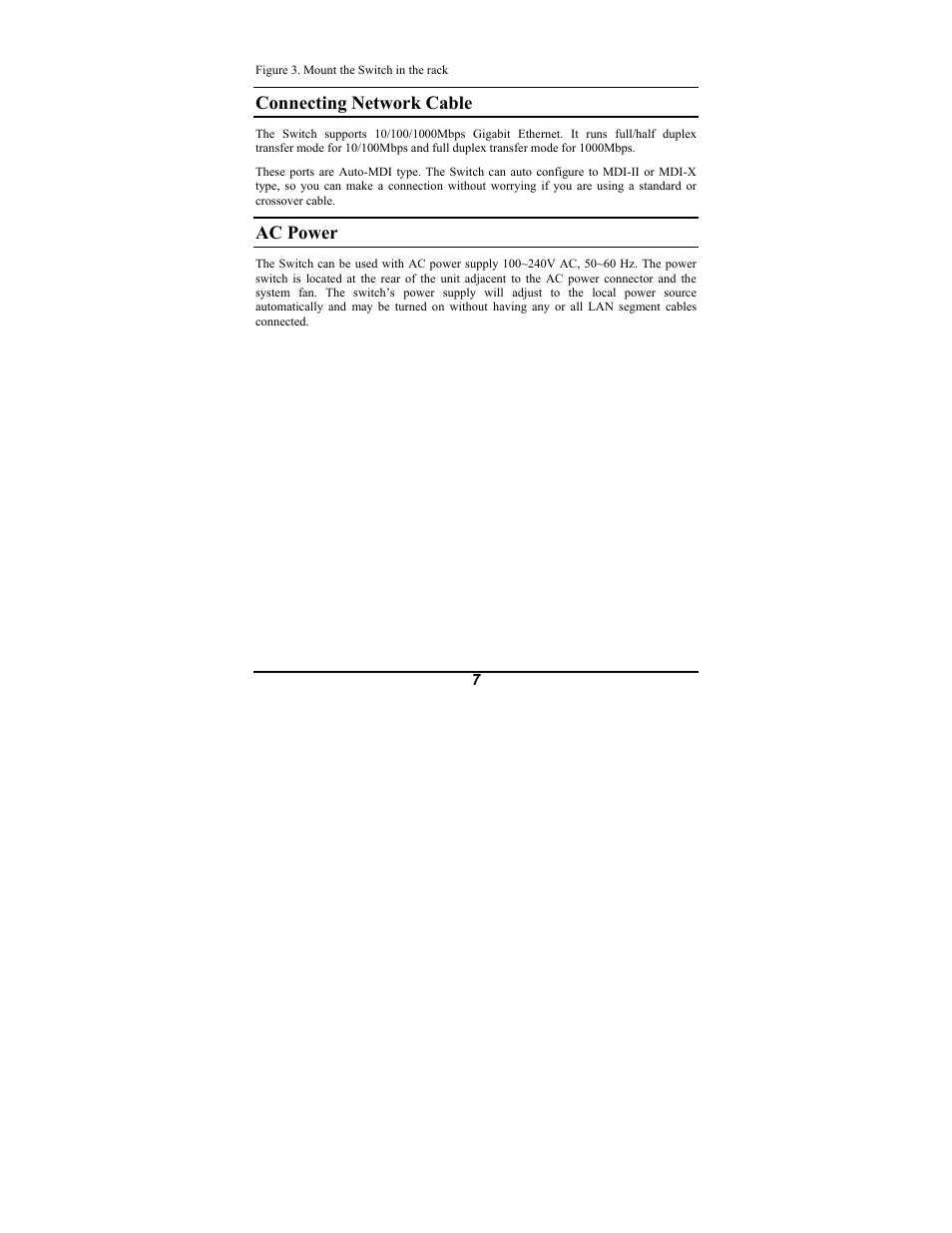 Connecting network cable, Ac power | Amer Networks SR24G2 User Manual | Page 13 / 21