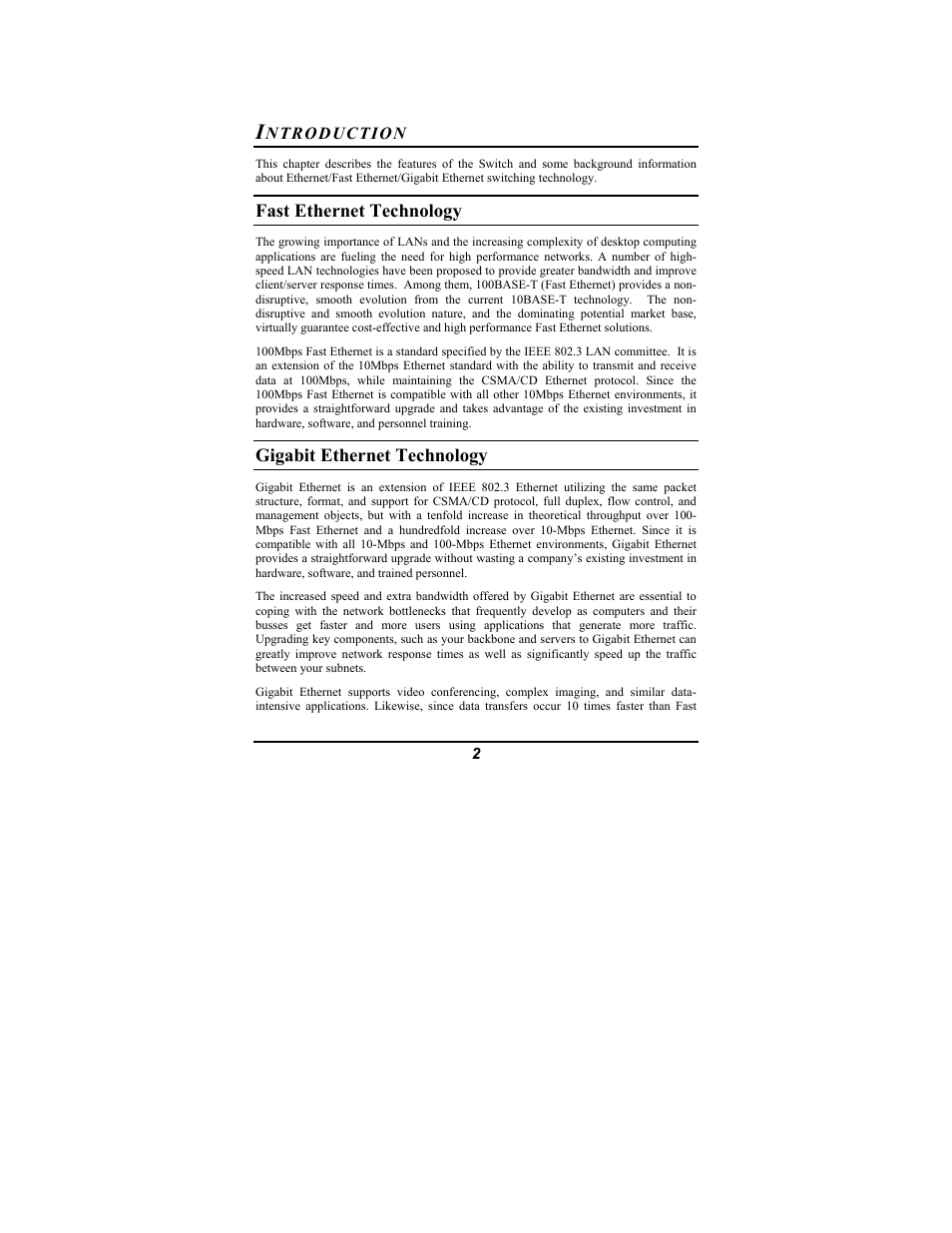 Fast ethernet technology, Gigabit ethernet technology | Amer Networks SR24G2 User Manual | Page 8 / 21