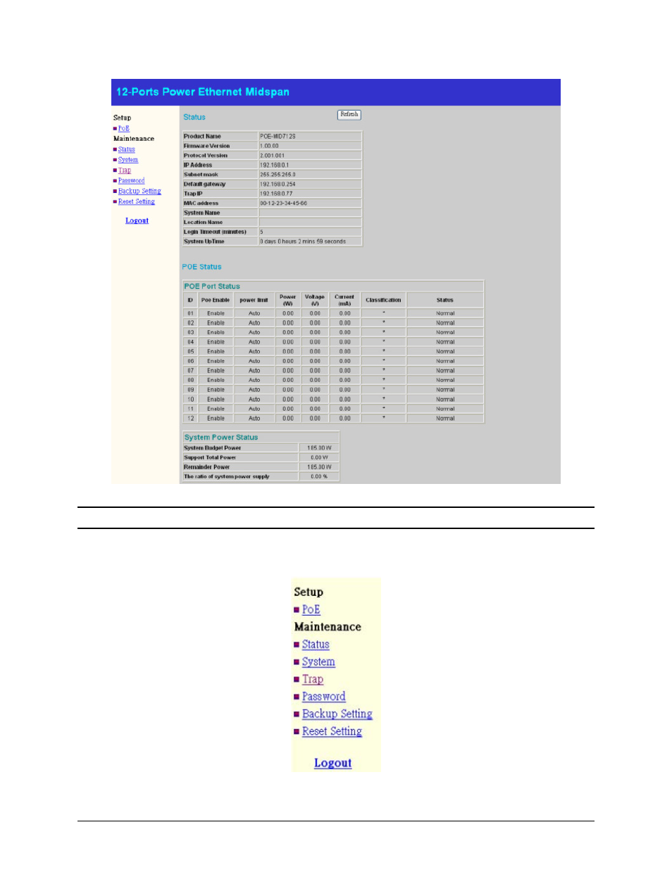 Setup menu | Amer Networks SRPM12 User Manual | Page 17 / 23