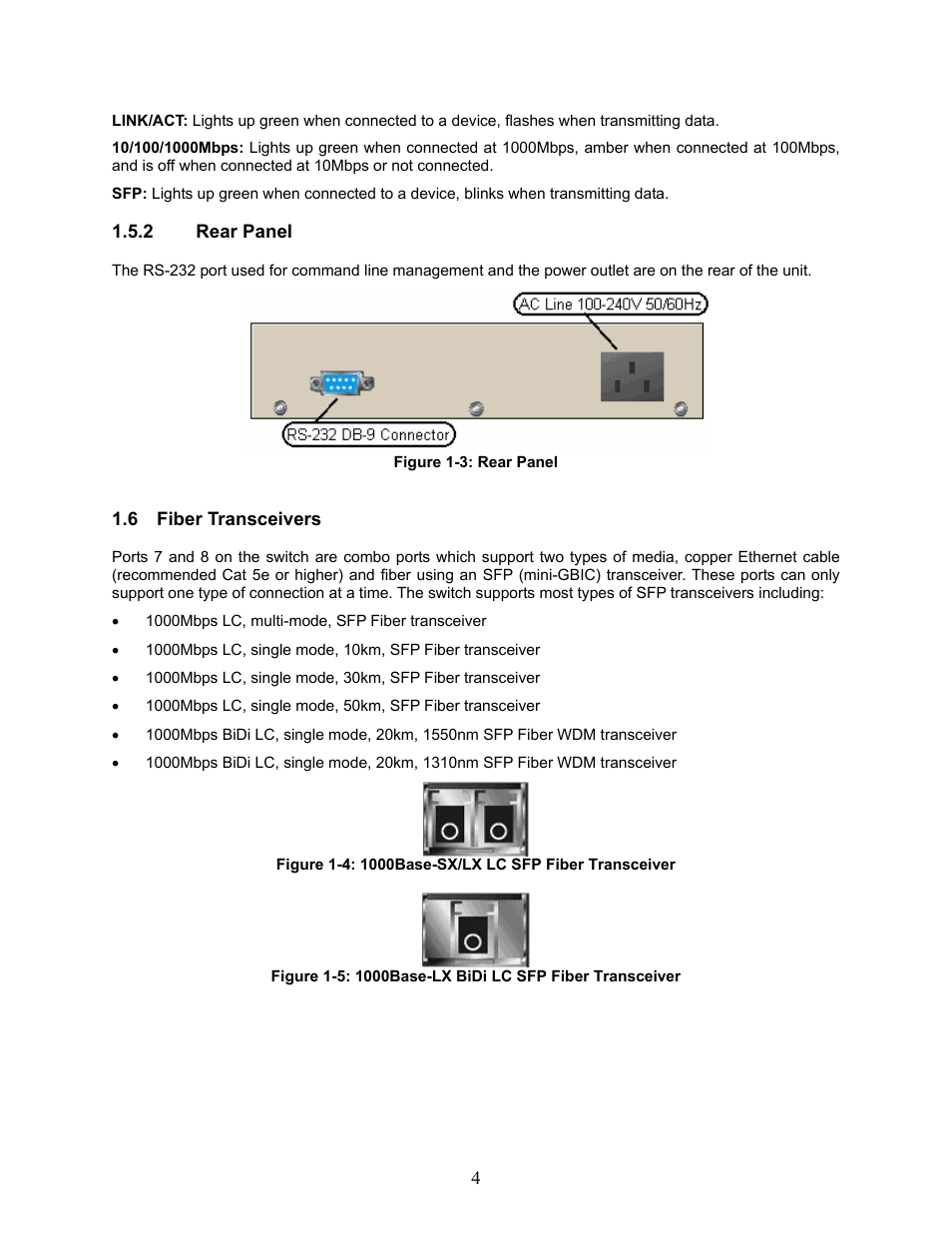 Rear panel, Iber, Ransceivers | Amer Networks SS2GD8I User Manual | Page 10 / 134