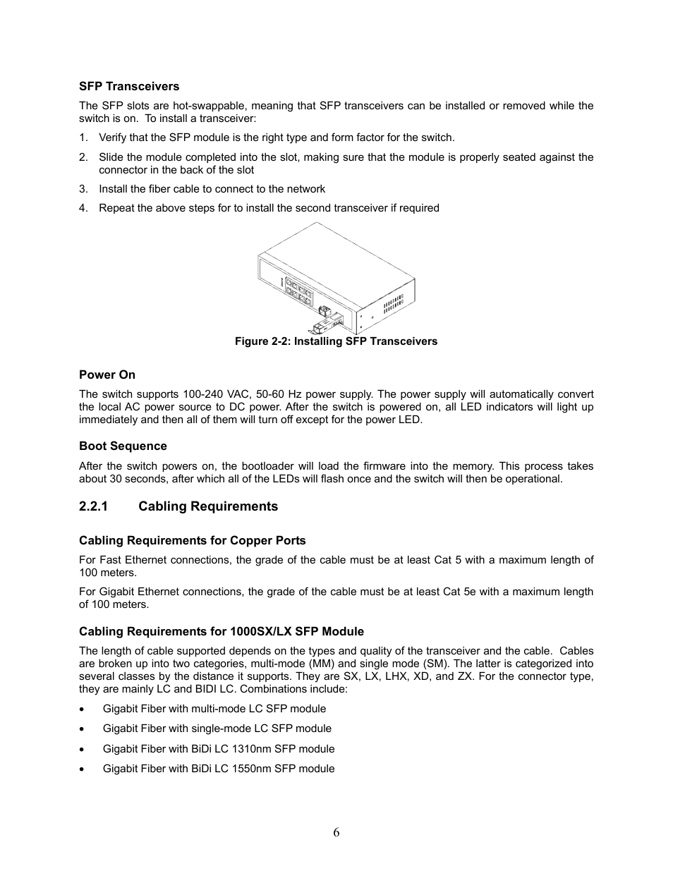 Cabling requirements | Amer Networks SS2GD8I User Manual | Page 12 / 134
